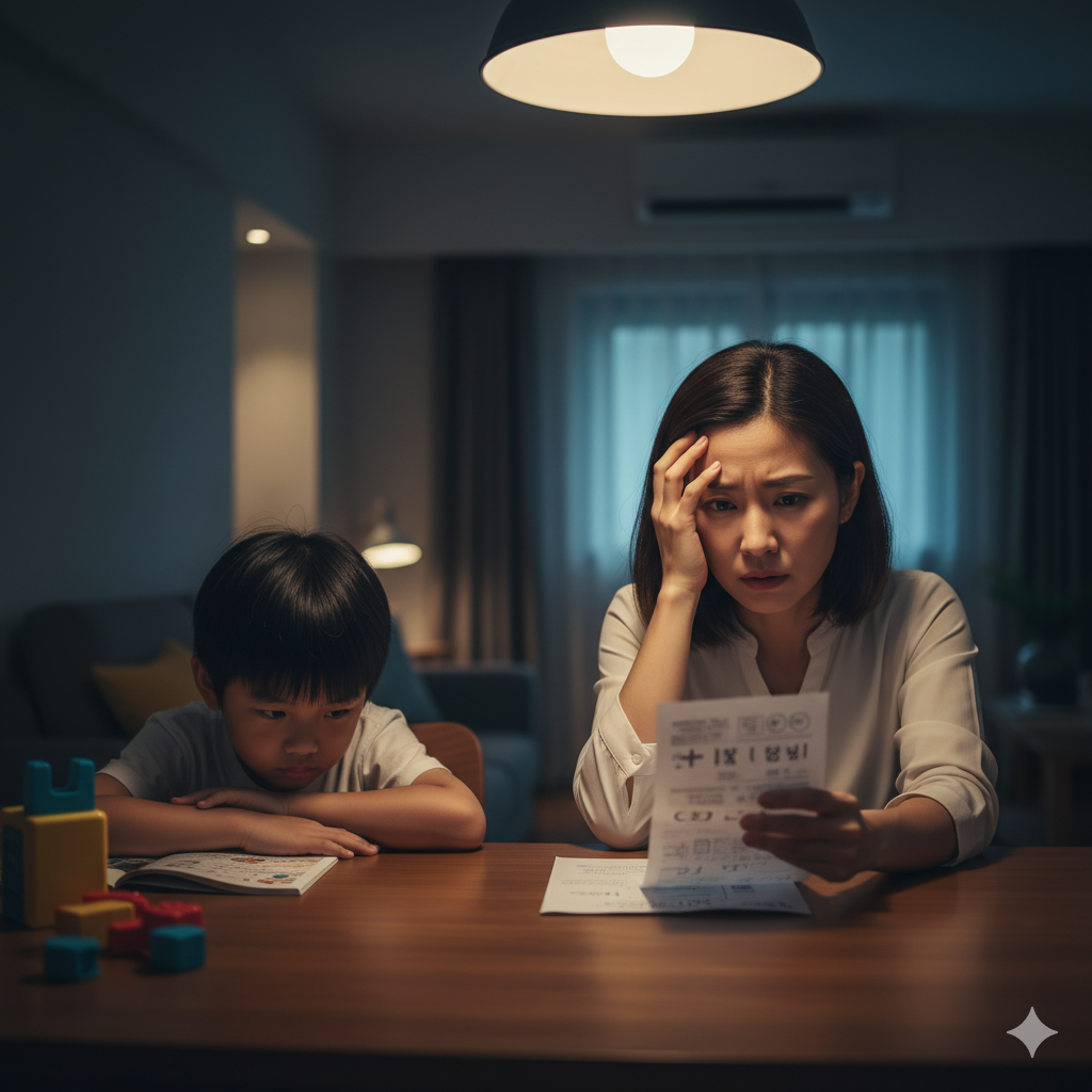 台灣家長因孩子驗光單而焦慮，孩子低頭顯得無助