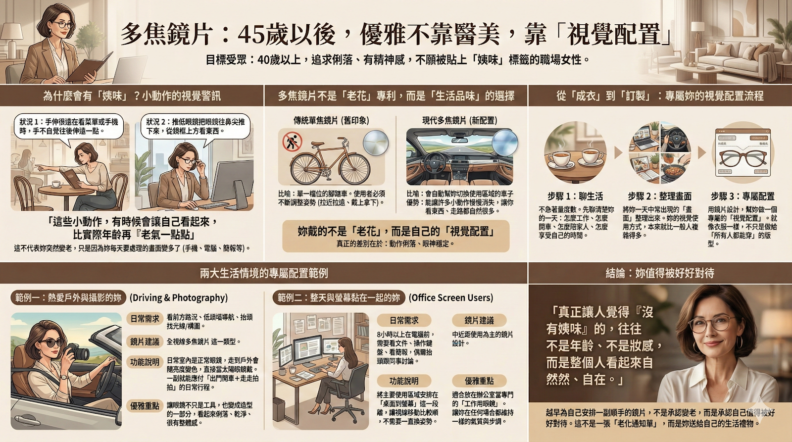 多焦鏡片視覺配置圖表：45歲以後優雅不靠醫美，靠視覺配置